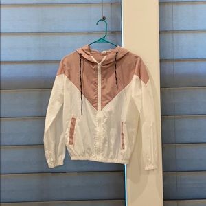 Pink and White Windbreaker Jacket